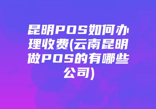昆明POS如何辦理收費(fèi)(云南昆明做POS的有哪些公司)
